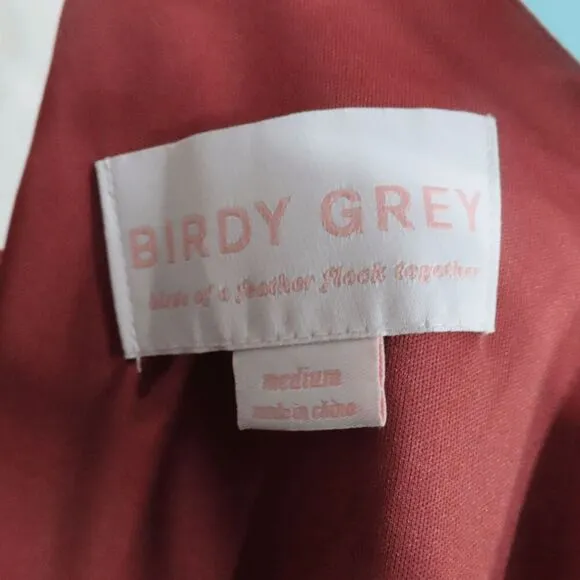 Birdy Grey Terracotta Convertible Chiffon Jane Cold Shoulder Dress Medium