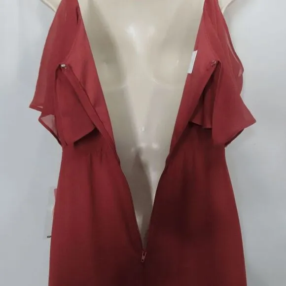 Birdy Grey Terracotta Convertible Chiffon Jane Cold Shoulder Dress Medium