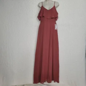 Birdy Grey Terracotta Convertible Chiffon Jane Cold Shoulder Dress Medium