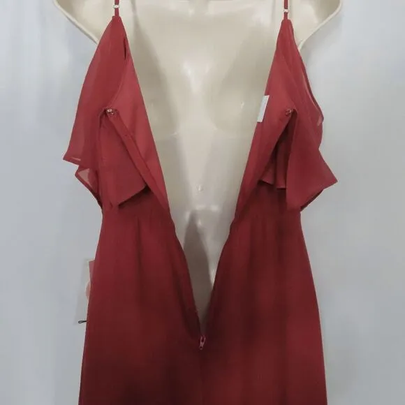 Birdy Grey Terracotta Convertible Chiffon Jane Cold Shoulder Dress Medium