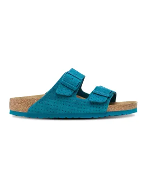 Birkenstock Arizona Embossed Suede Leather Deep Turquoise Sandals