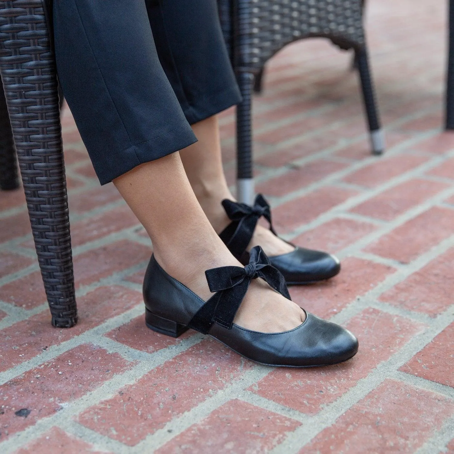 Black Ballet Flat   Black Velvet Marie Strap