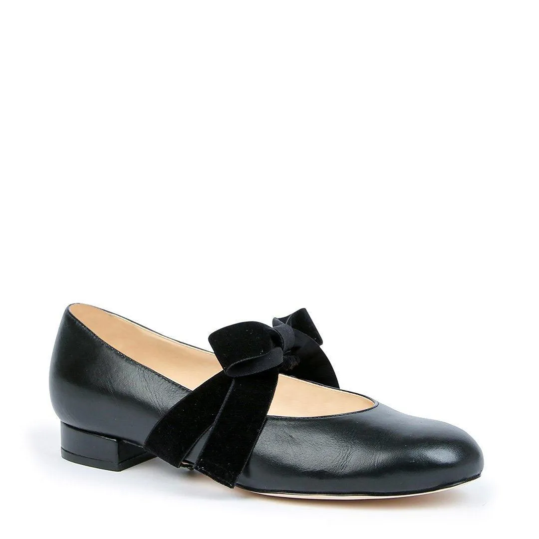 Black Ballet Flat   Black Velvet Marie Strap