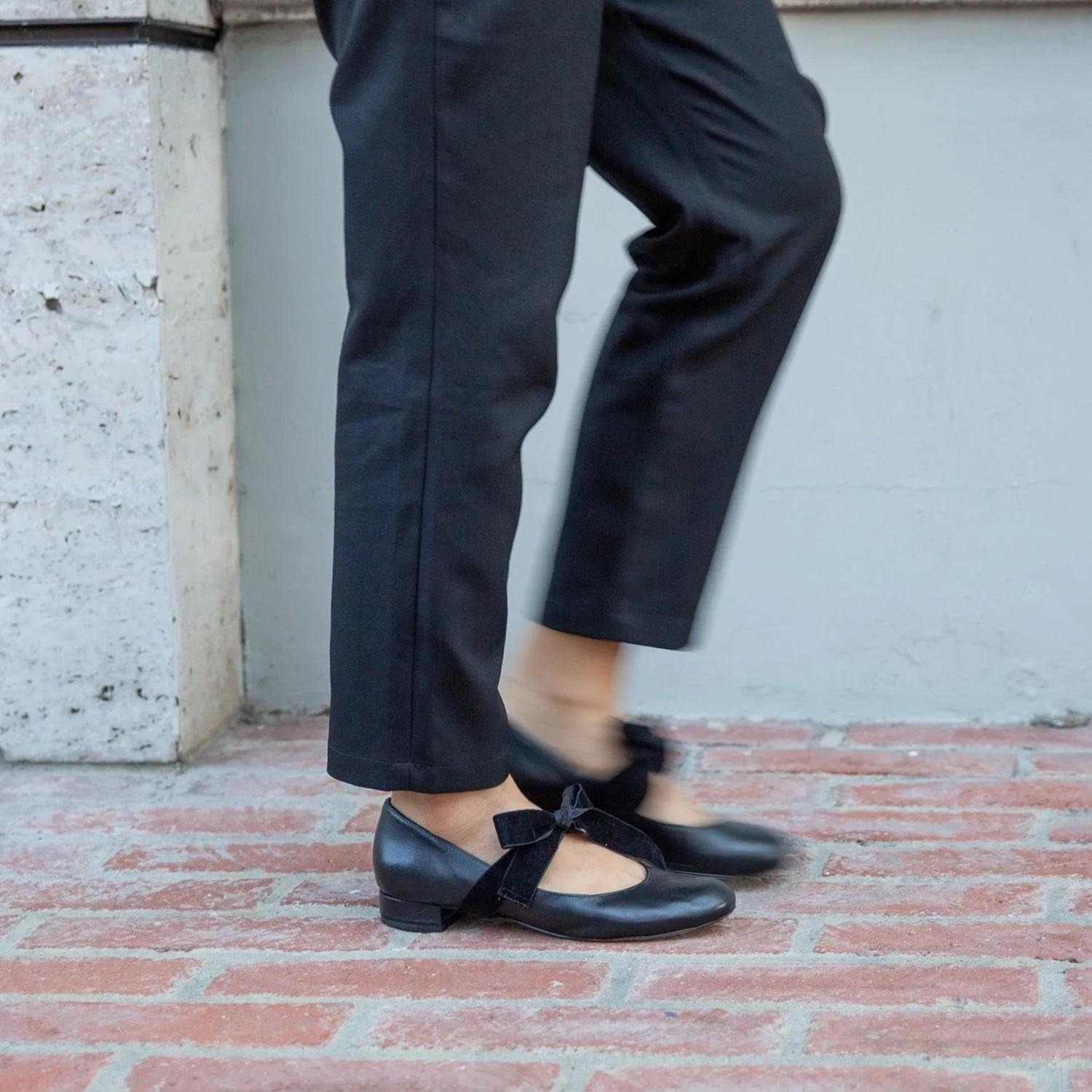Black Ballet Flat   Black Velvet Marie Strap