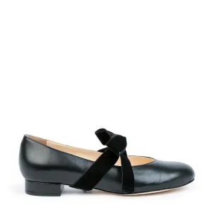 Black Ballet Flat   Black Velvet Marie Strap