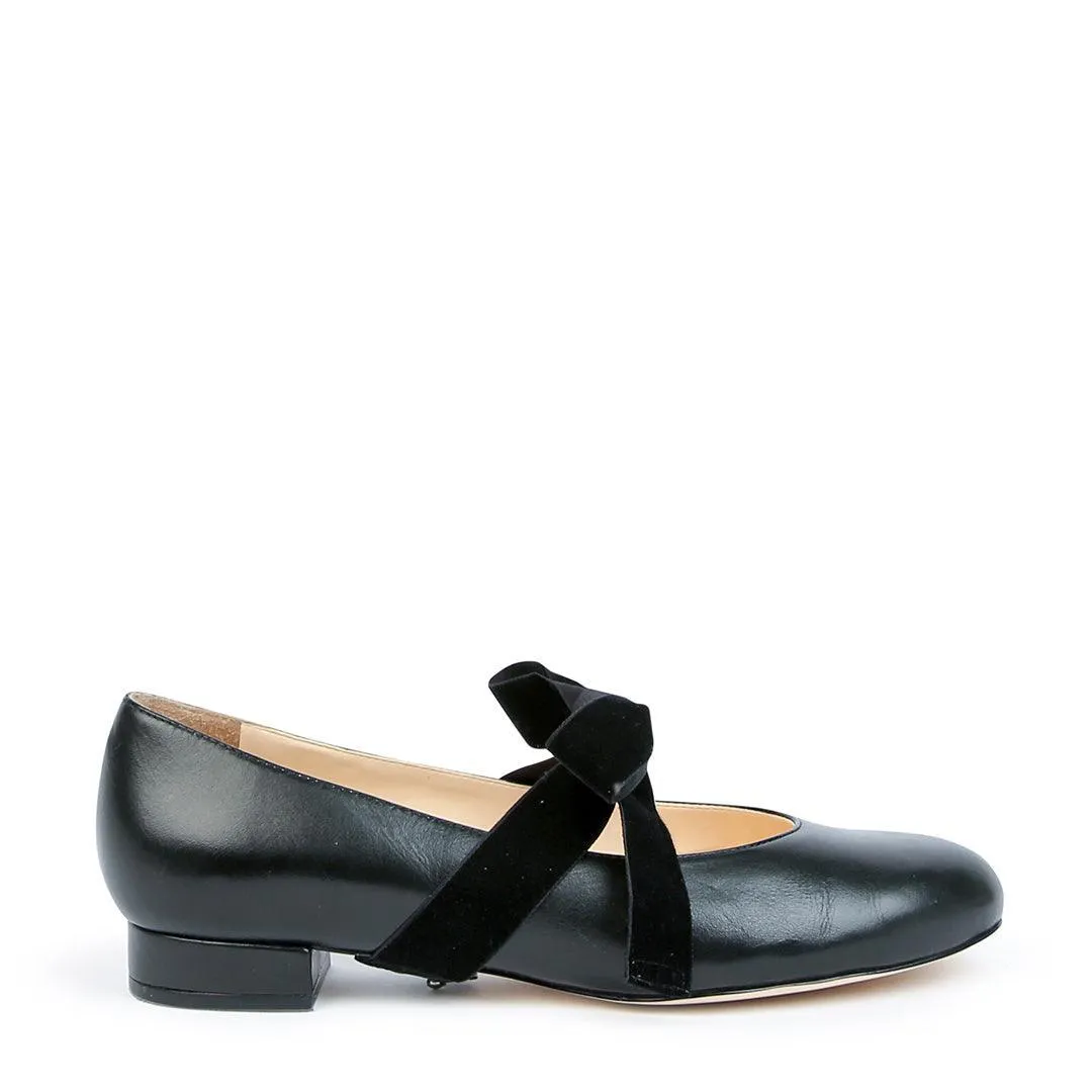 Black Ballet Flat   Black Velvet Marie Strap