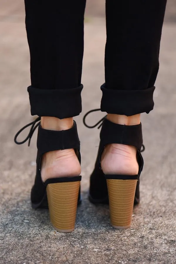Black Lace Up Booties