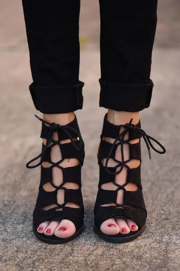 Black Lace Up Booties