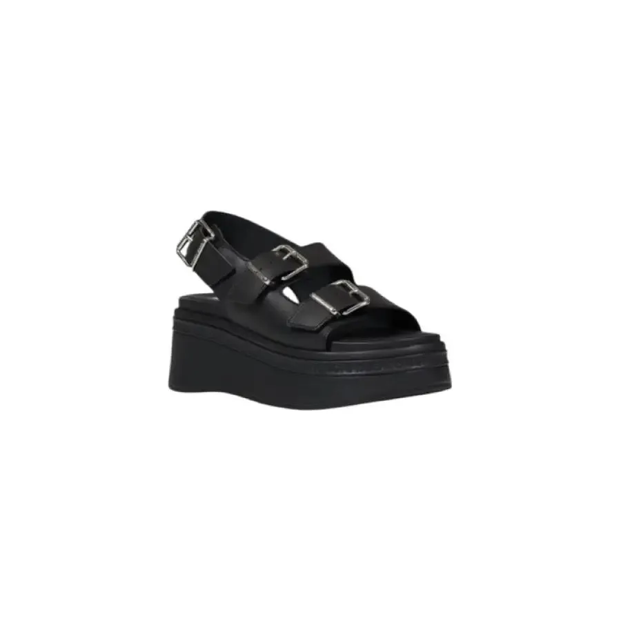 Black Platform Sandal With Buckle Straps