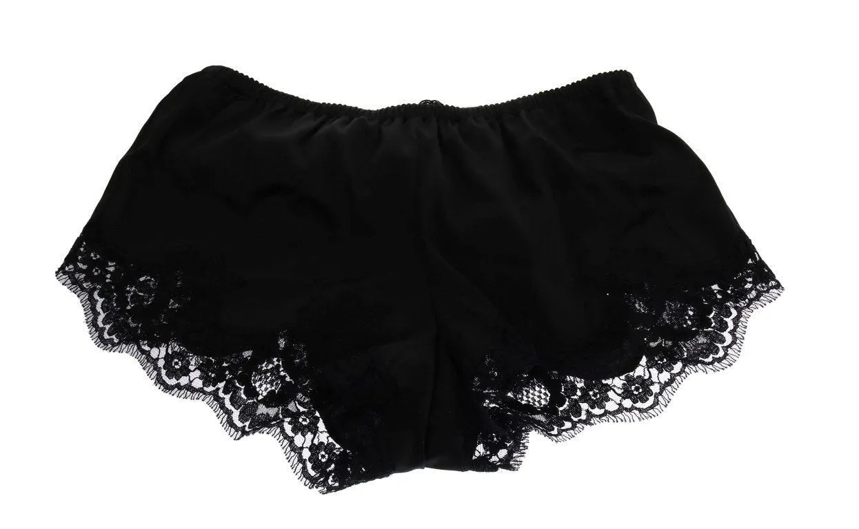 Black Silk Stretch High Waist Briefs