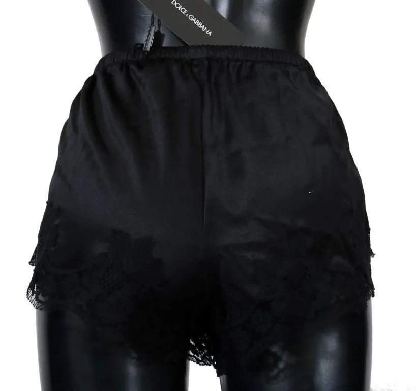 Black Silk Stretch High Waist Briefs