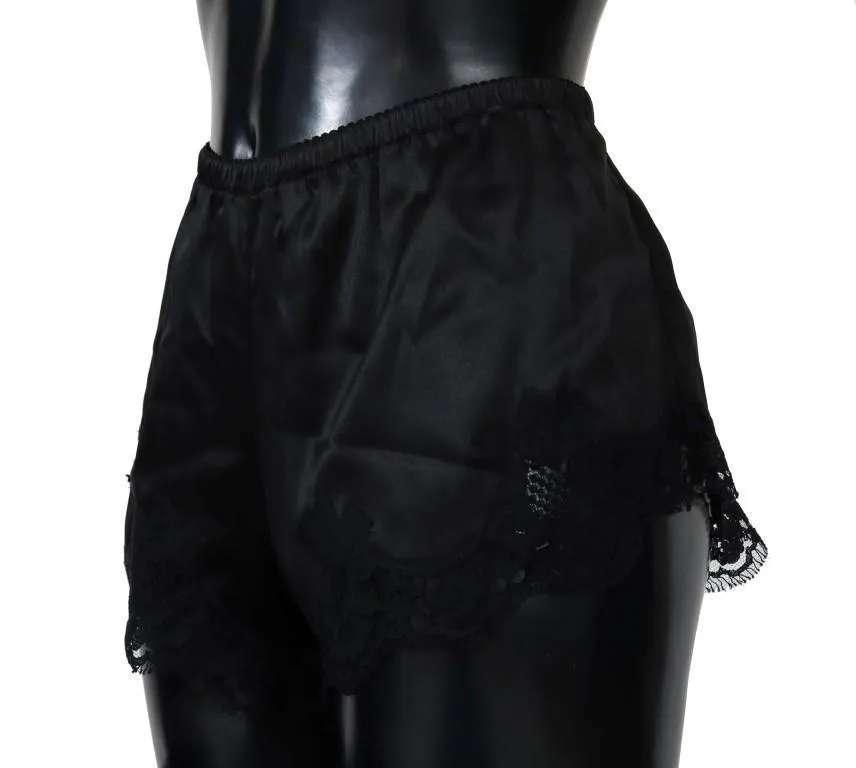 Black Silk Stretch High Waist Briefs