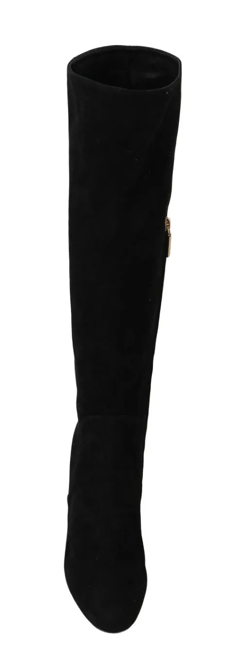 Black Suede High  Knee Boots