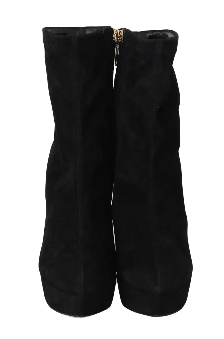 Black Suede Platform Ankle Boot