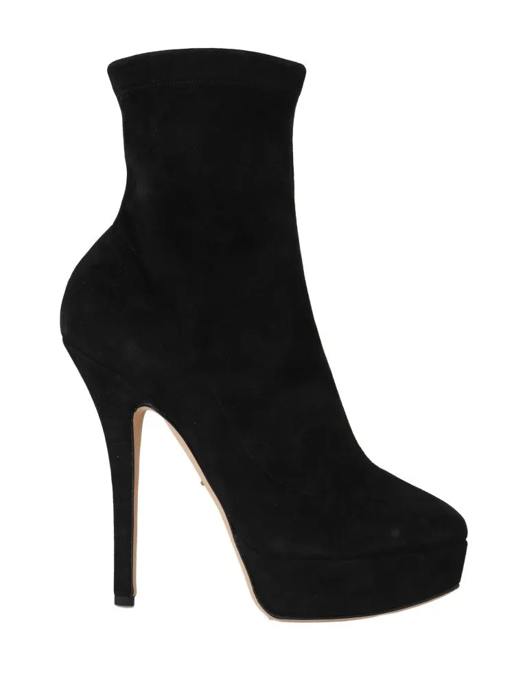 Black Suede Platform Ankle Boot