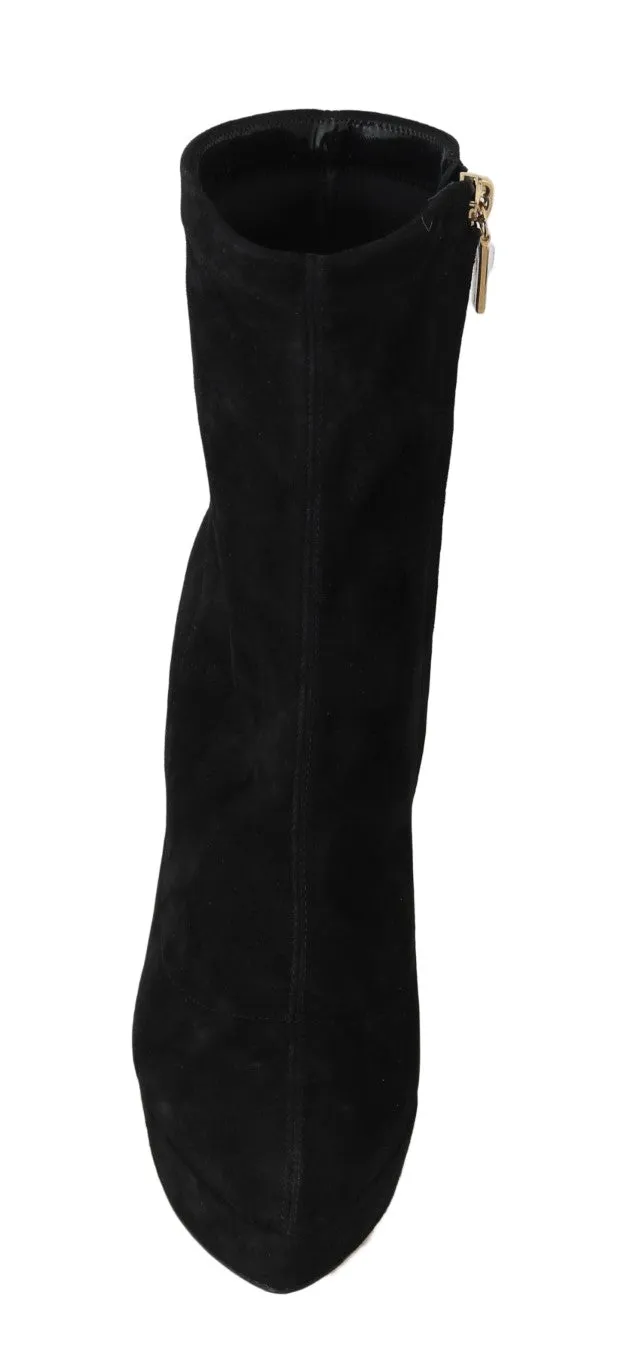 Black Suede Platform Ankle Boot
