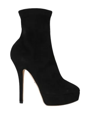 Black Suede Platform Ankle Boot