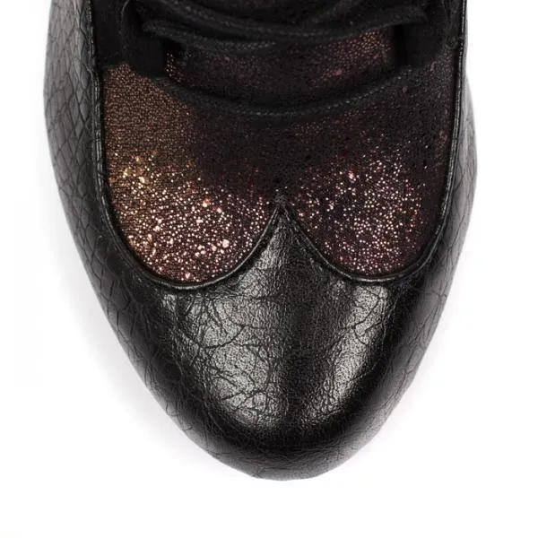 Black/Purple - Folklore Lace Up Bootie - Size