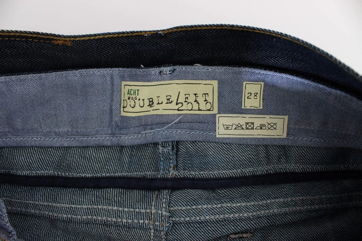 Blue Cotton Straight Fit High Waist Jeans