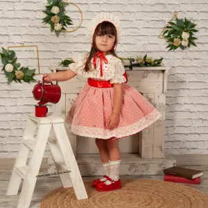 BLUEBELLS - Joanna Christmas Dress & Bonnet- Red