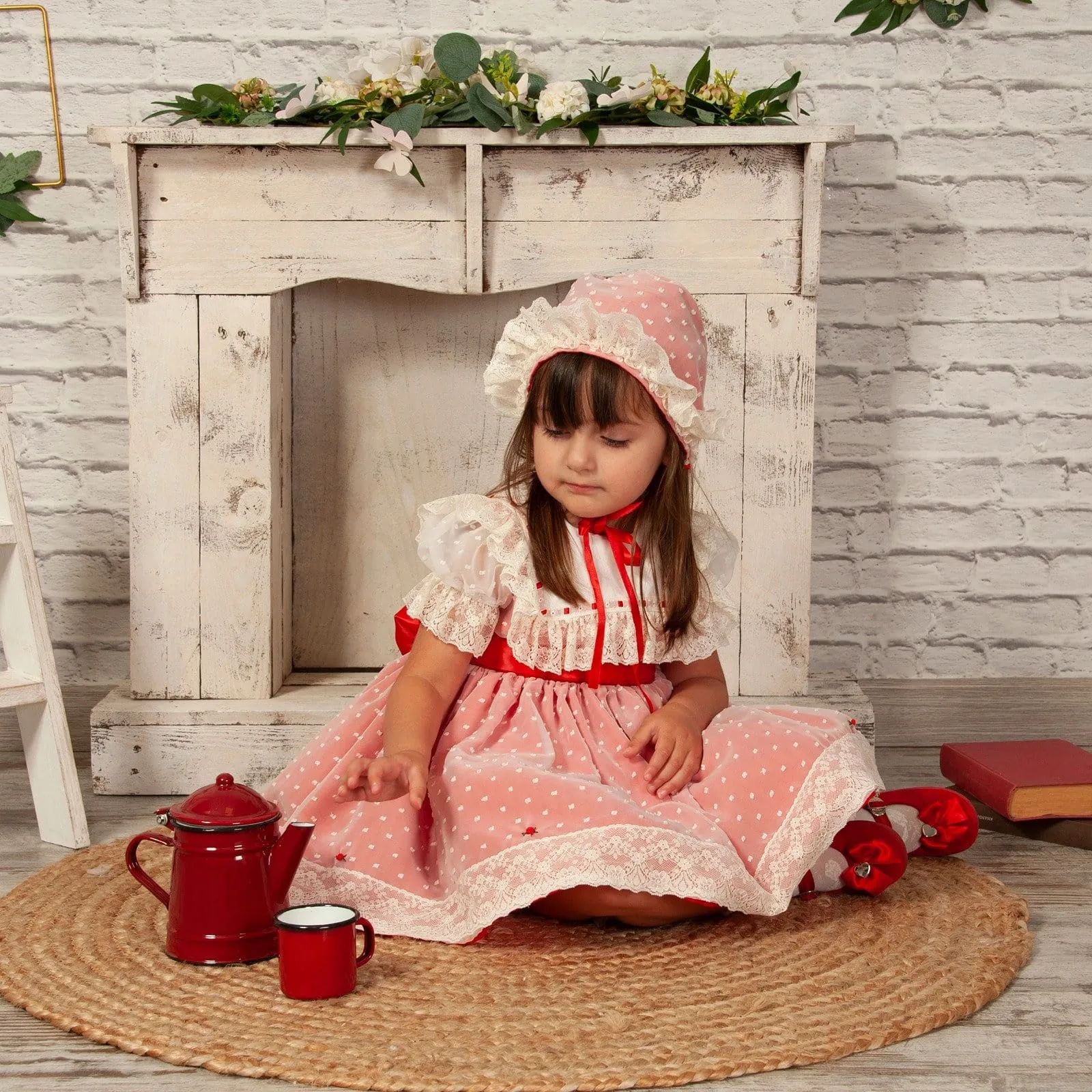 BLUEBELLS - Joanna Christmas Dress & Bonnet- Red