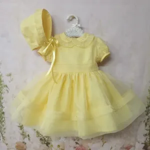 BLUEBELLS - Trixabelle Easter Organza Dress & Bonnet - Lemon