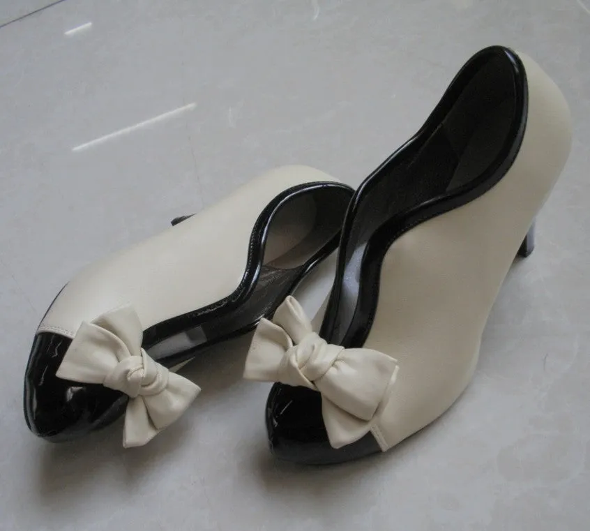 Bow Tie Mix Color High Heeled Shoes for Women 9727