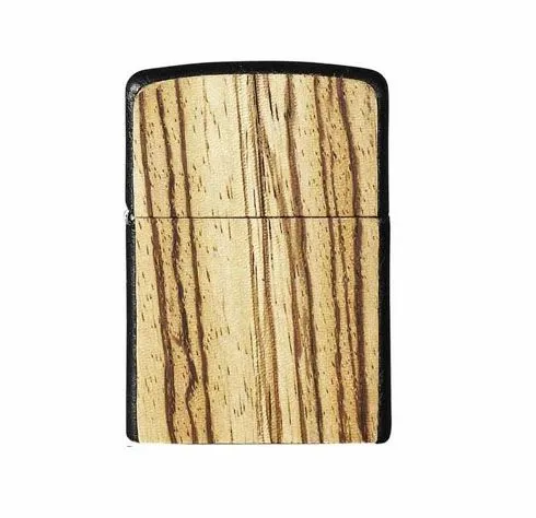 Brizard and Co. Zippo Lighter - Zebrawood and Black Leather