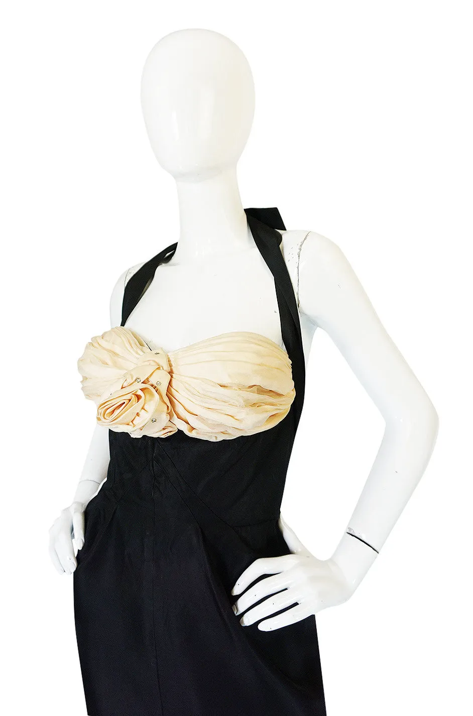c1947 Pale Blush Pink "Petal" Bust Fitted Silk Dress