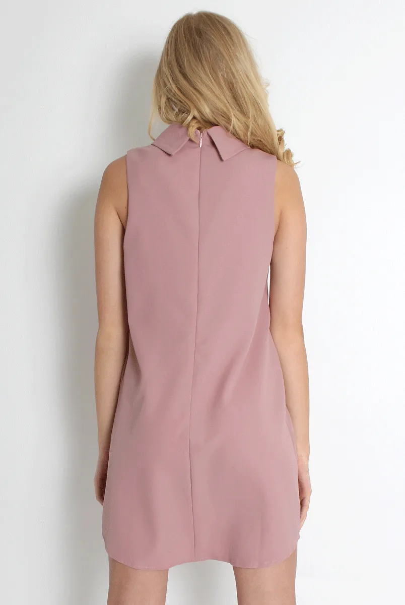 Caila Pink High Neck Shift Dress