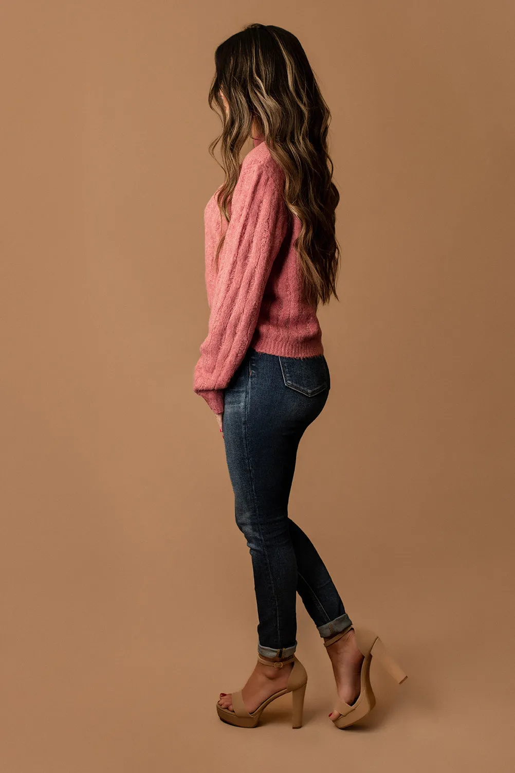 Call Me First Mock Neck Sweater (Pink)