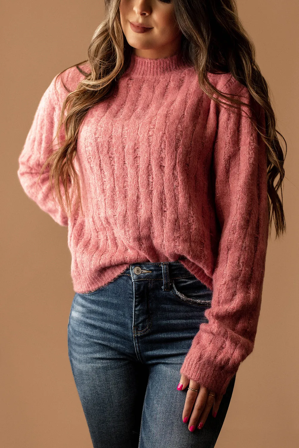 Call Me First Mock Neck Sweater (Pink)