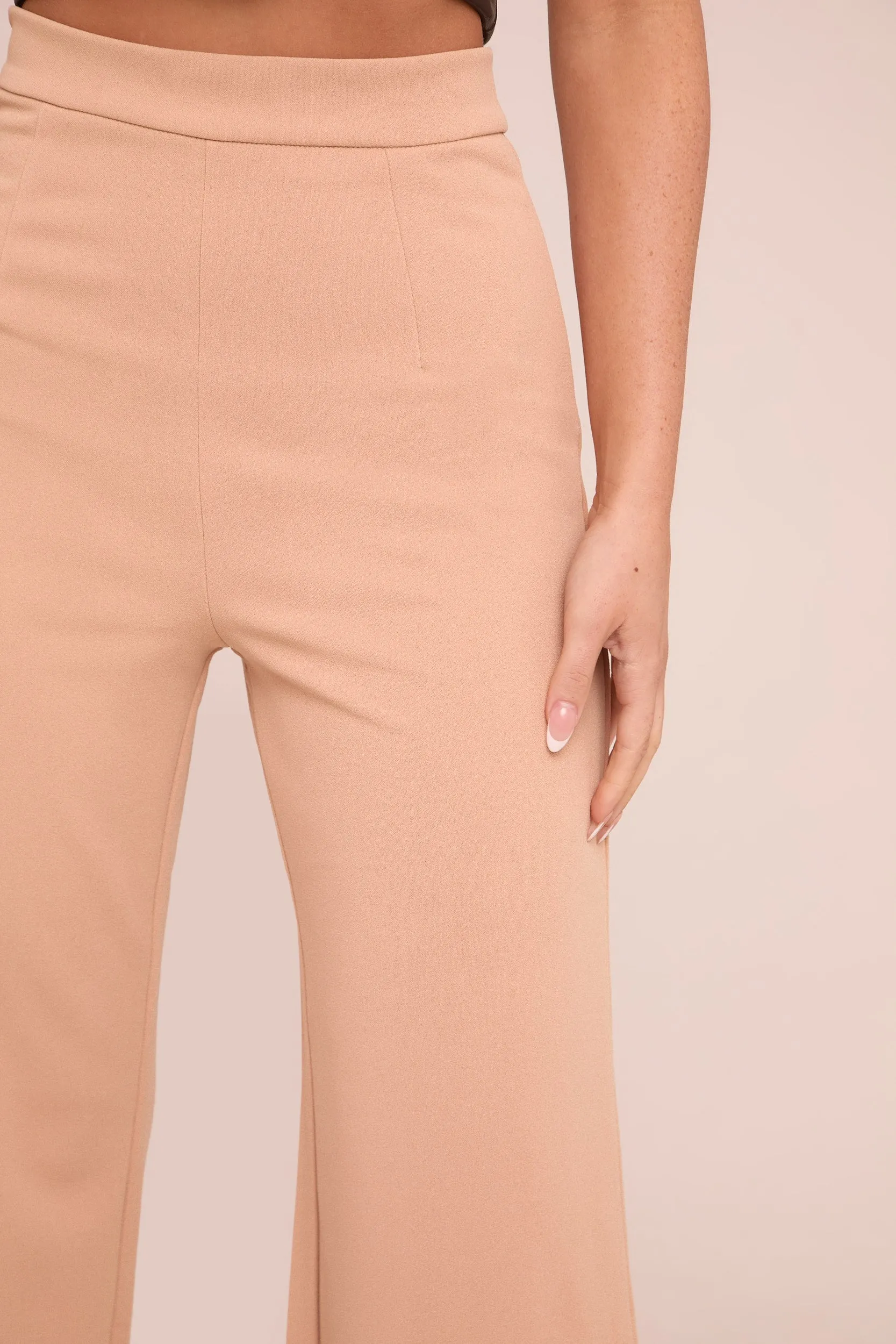 Camel High Waist Flare Trousers -Tisha