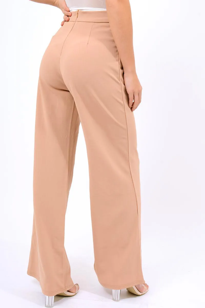 Camel High Waist Flare Trousers -Tisha