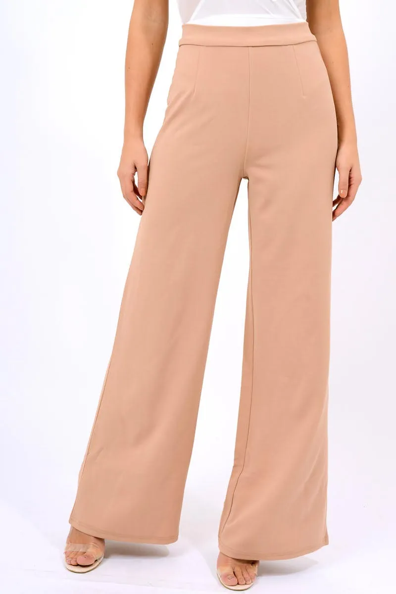 Camel High Waist Flare Trousers -Tisha