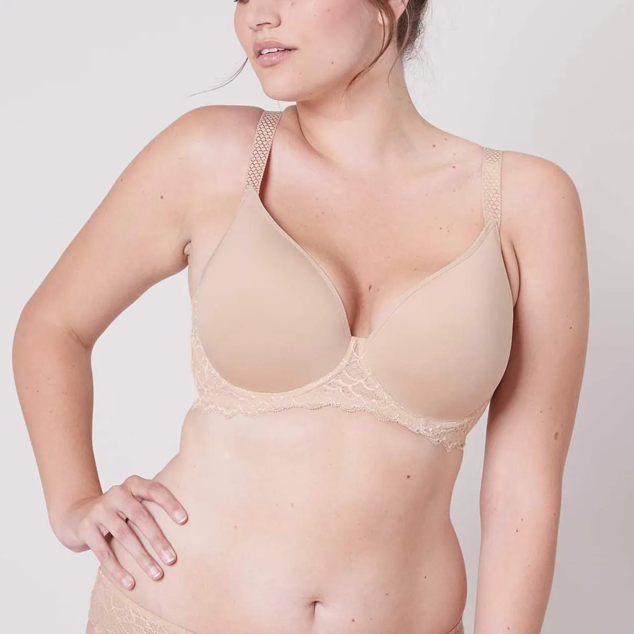 Caresse 3D Spacer Plunge T-Shirt Bra In Peau Rose - Simone Perele