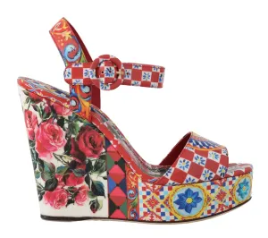 Carretto Roses Wedges Sandals Platform