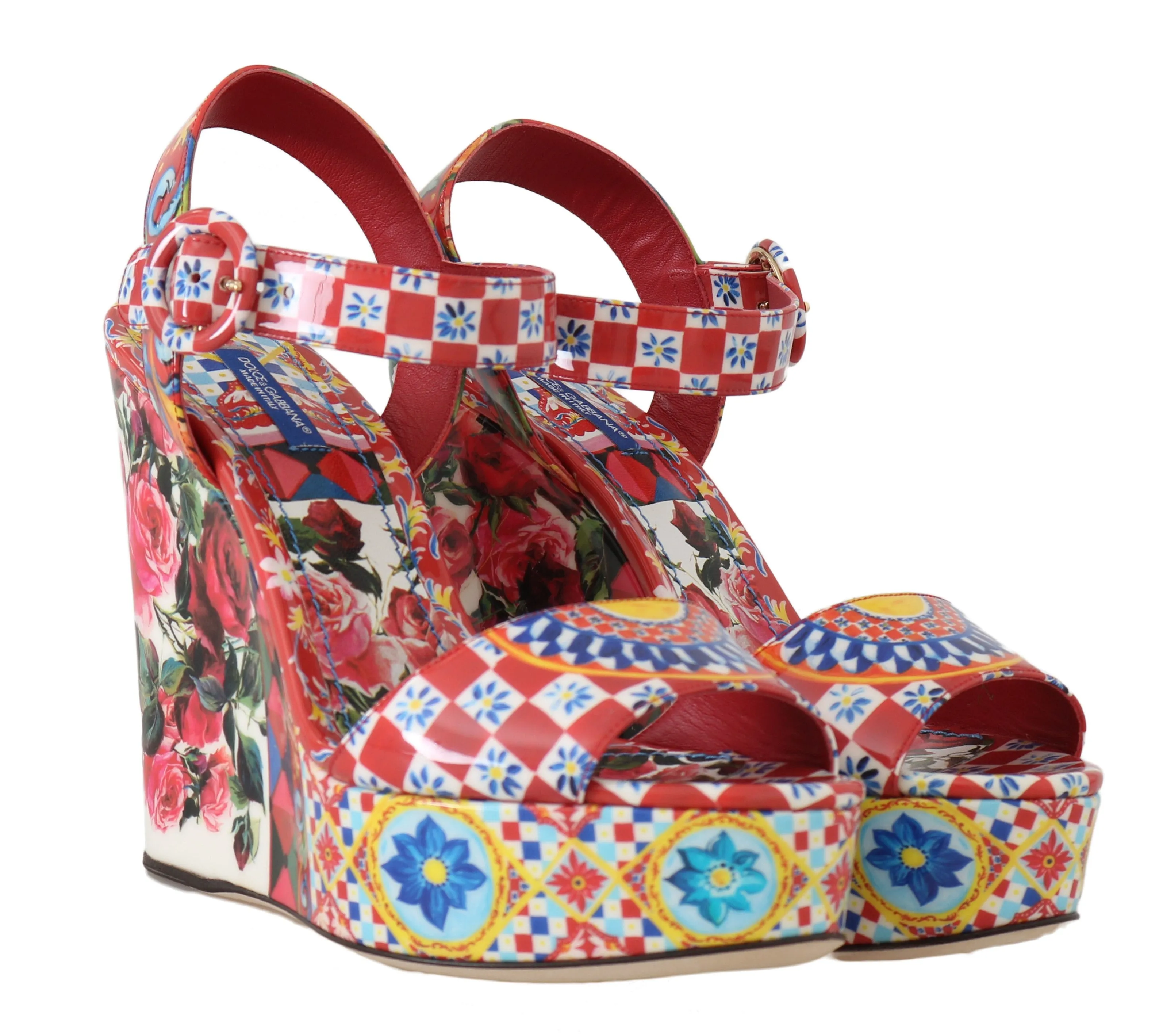 Carretto Roses Wedges Sandals Platform