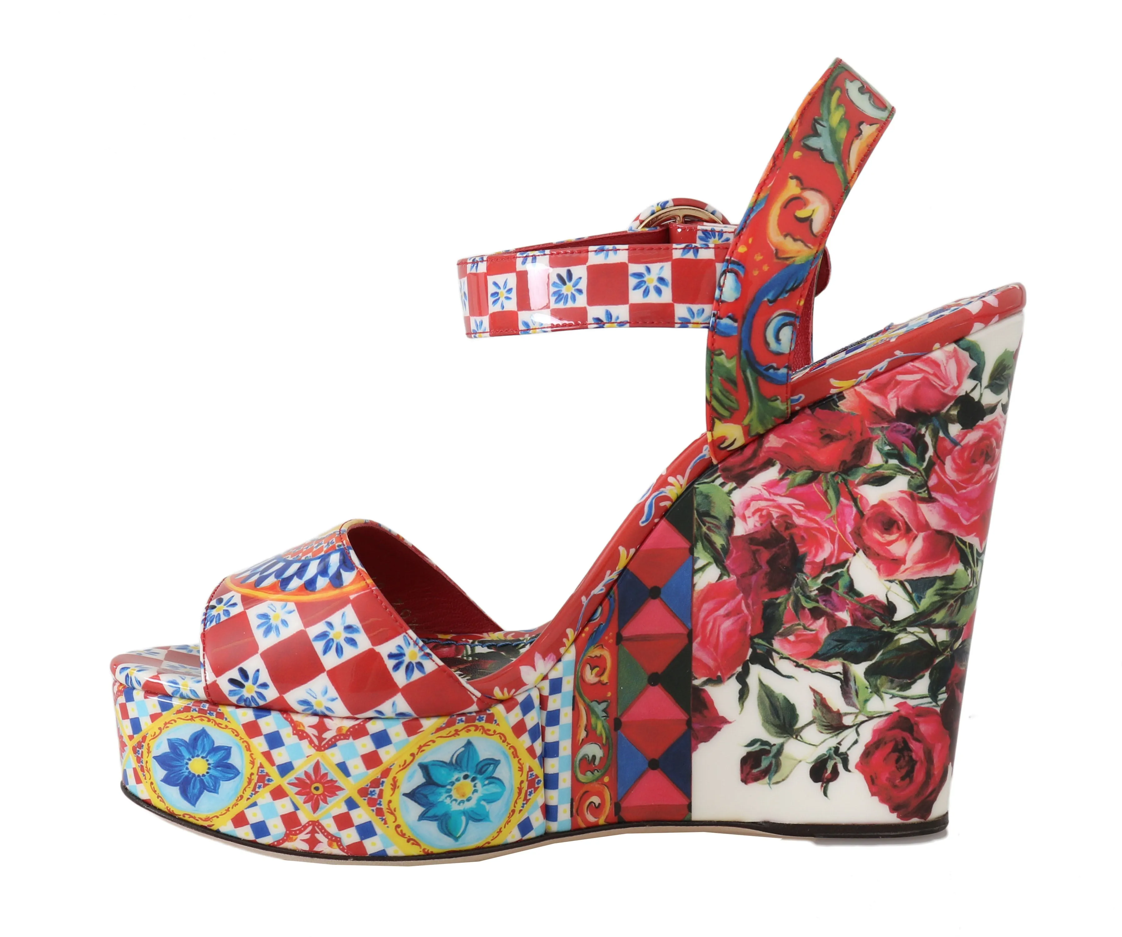 Carretto Roses Wedges Sandals Platform