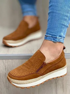 Casual Zipper Stitching Platform Shoes