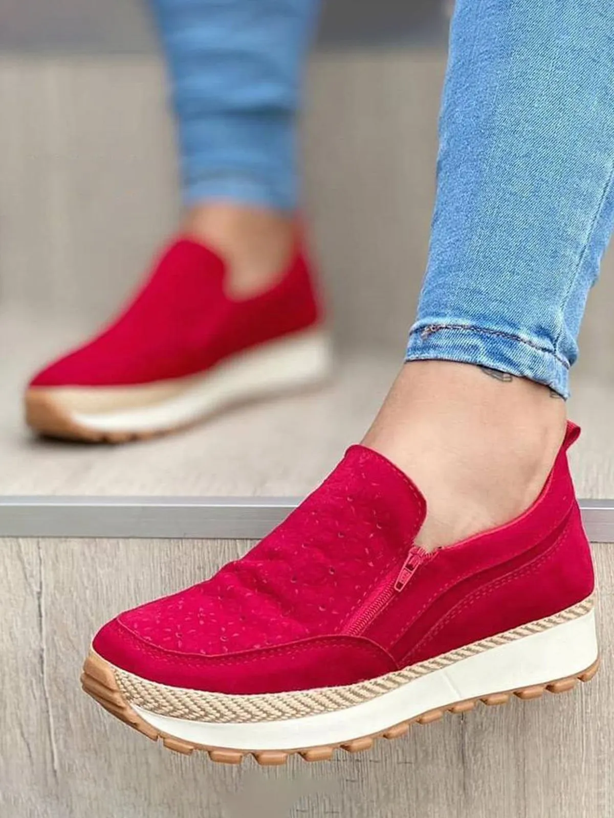 Casual Zipper Stitching Platform Shoes