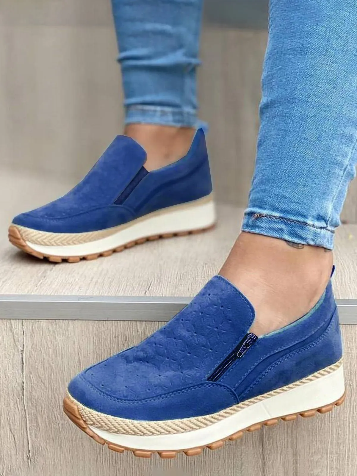 Casual Zipper Stitching Platform Shoes