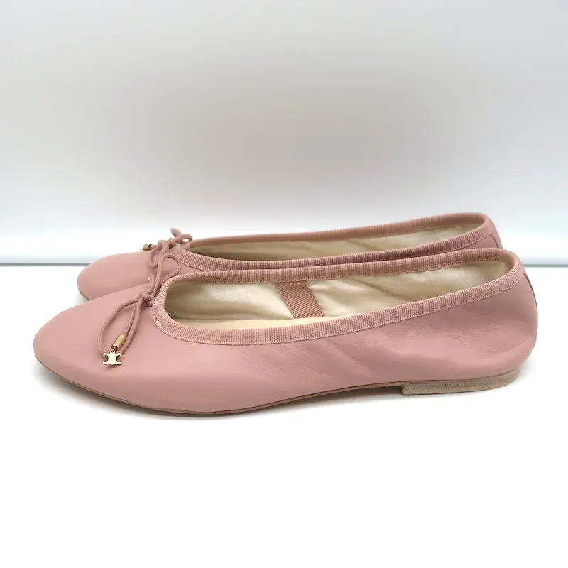 Celine Les Ballerines Ballet Flats with Laces Vintage Pink Leather Size 38.5