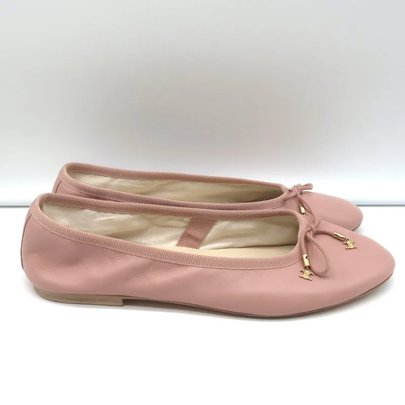 Celine Les Ballerines Ballet Flats with Laces Vintage Pink Leather Size 38.5