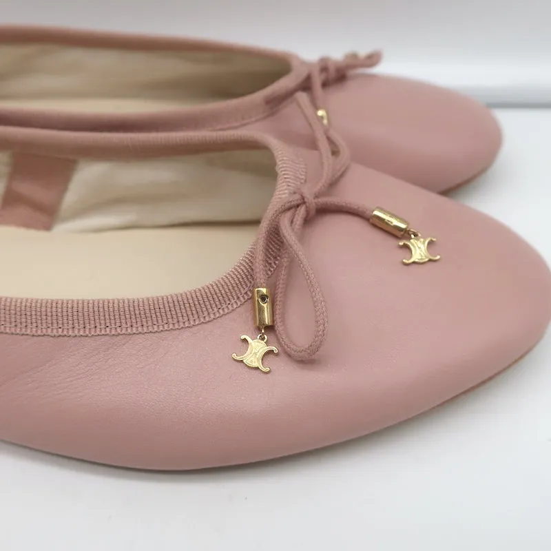 Celine Les Ballerines Ballet Flats with Laces Vintage Pink Leather Size 38.5