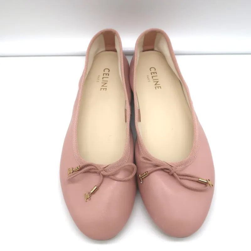 Celine Les Ballerines Ballet Flats with Laces Vintage Pink Leather Size 38.5