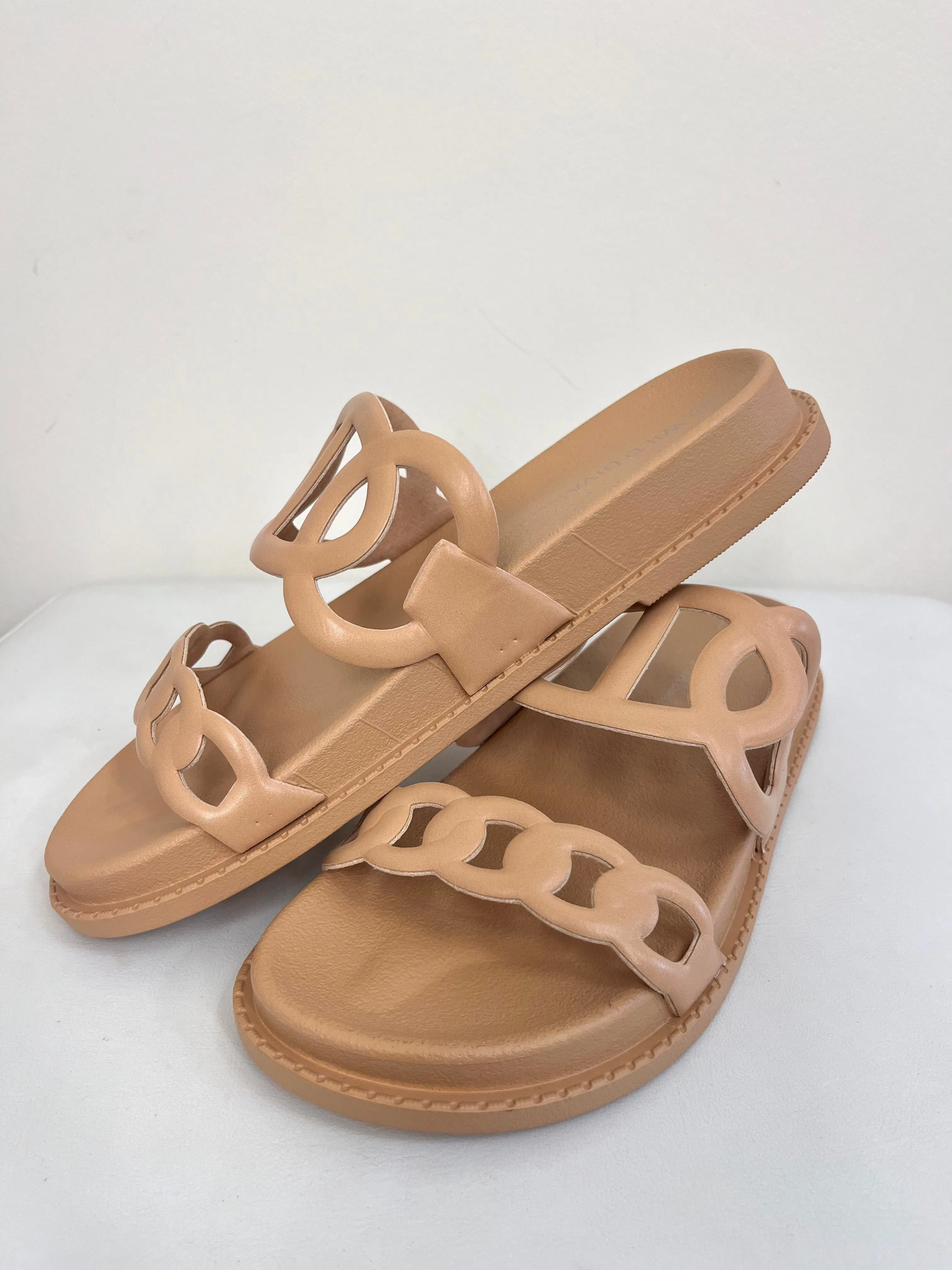 Chain Double Strap Sandal {Tan}