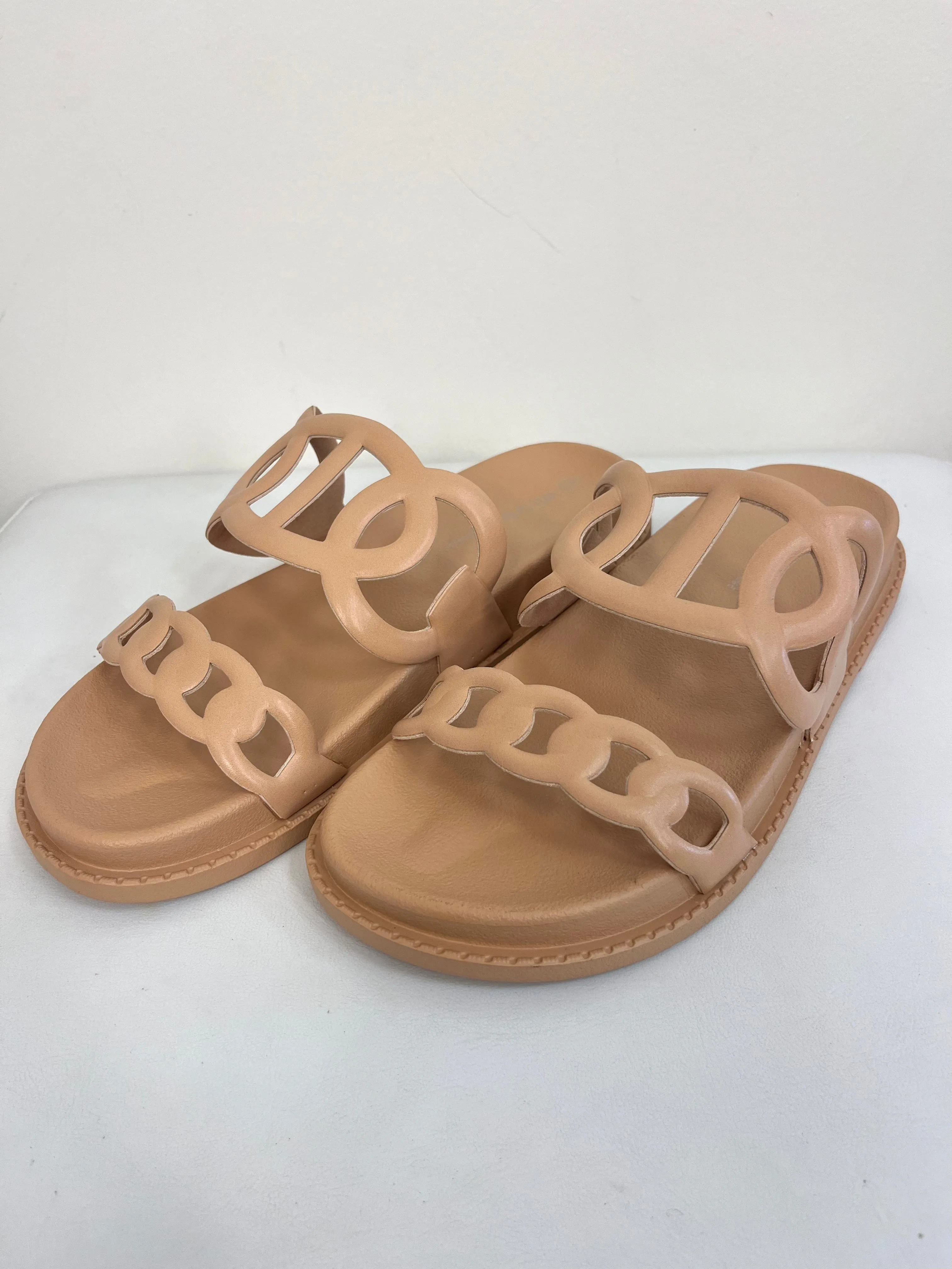 Chain Double Strap Sandal {Tan}