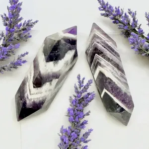 Chevron Amethyst Double-Terminated Point Pair