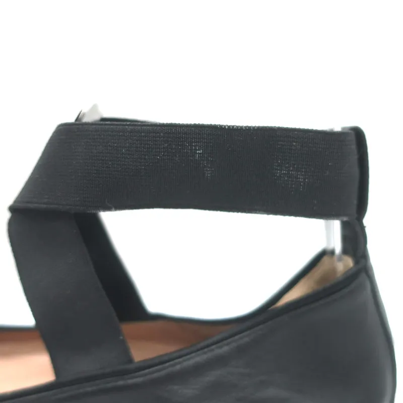 Chloe Crisscross Ankle Strap Ballet Flats Black Leather Size 40
